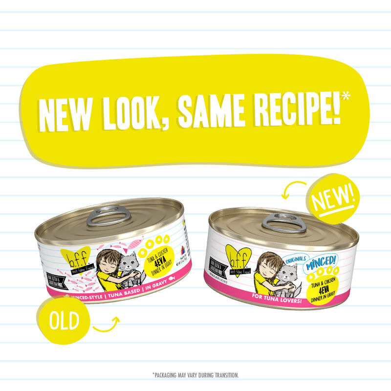 B.F.F. Best Feline Friend Originals Minced! Canned Cat Food, Tuna & Chicken 4Eva image number null
