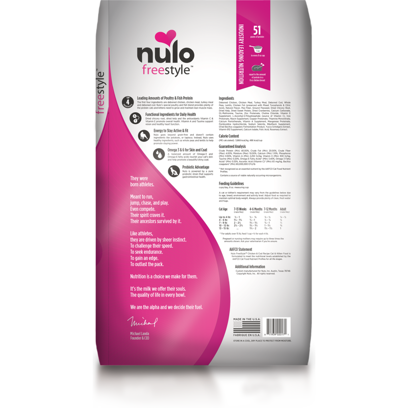 Nulo Freestyle Grain-Free Dry Cat Food, Cat & Kitten, Chicken & Cod image number null