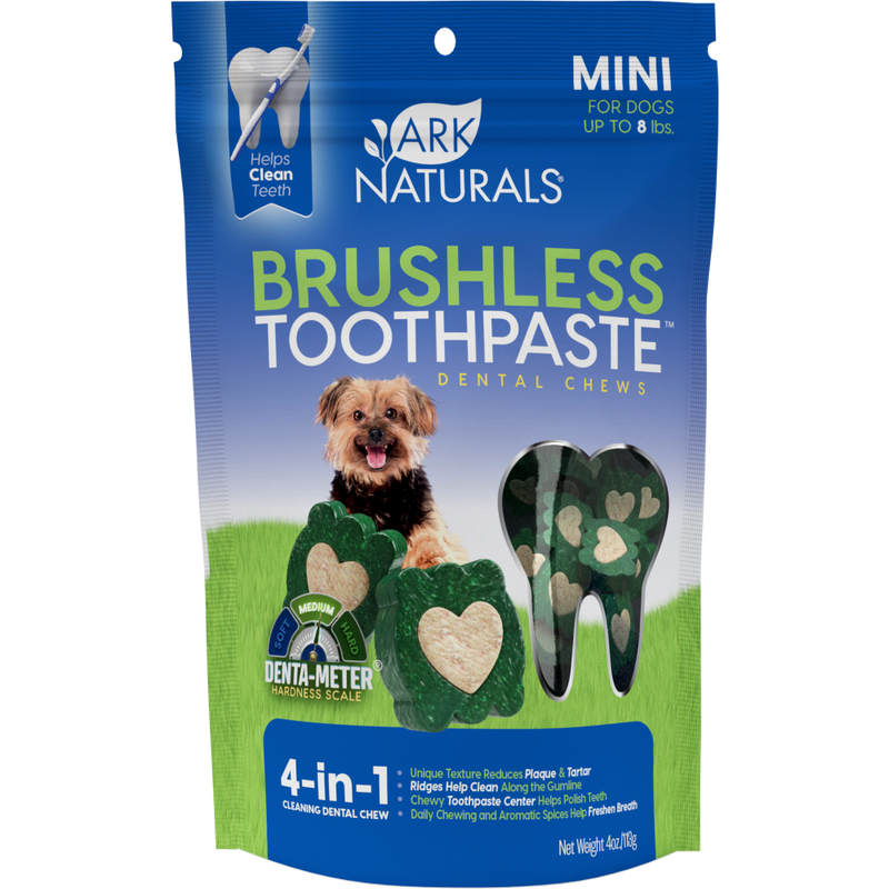 Ark Naturals Brushless Toothpaste Dog Dental Chews, Mini, 4-oz image number null