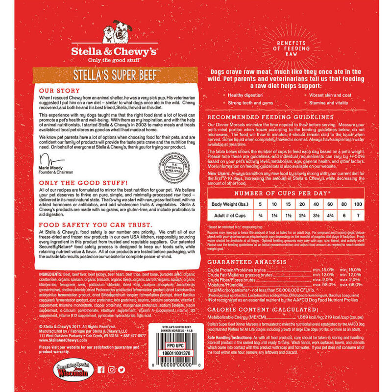 Stella & Chewy's Dinner Morsels Raw Frozen Dog Food, Stella's Super Beef, 4-lb image number null