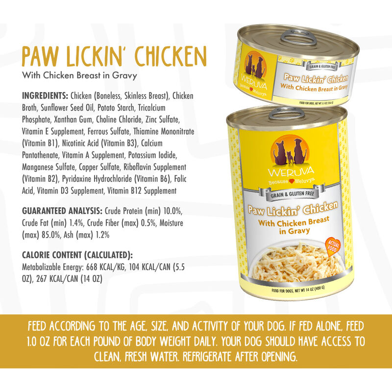 Weruva Classic Canned Dog Food, Paw Lickin' Chicken, Chicken image number null
