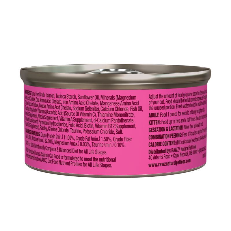 Rawz Shredded Canned Cat Food, Tuna & Salmon image number null