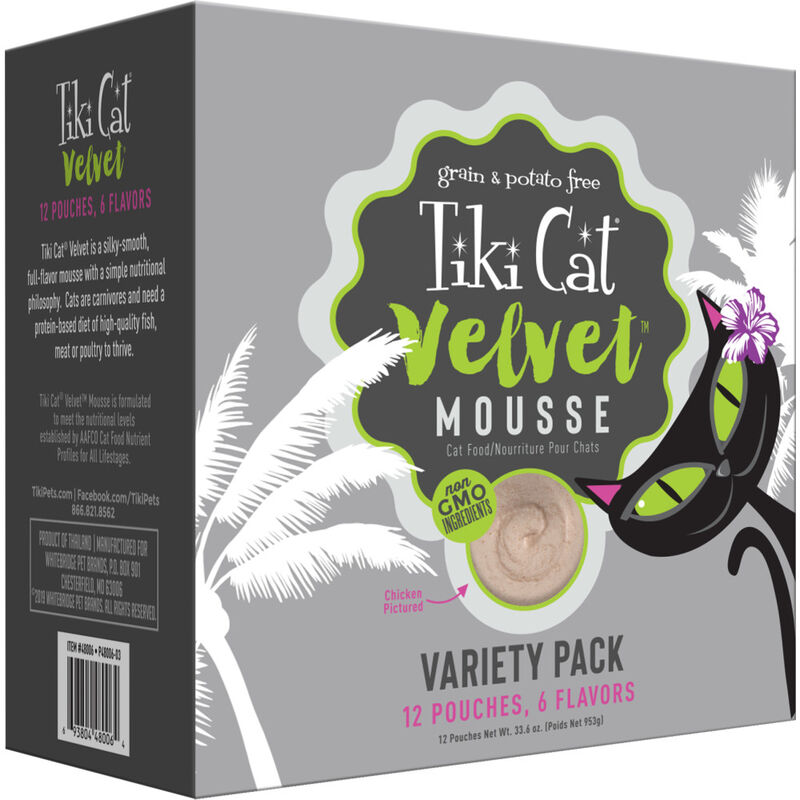 Tiki Cat Velvet Mousse Wet Cat Food, Variety Pack, 2.8-oz, 12-pack image number null