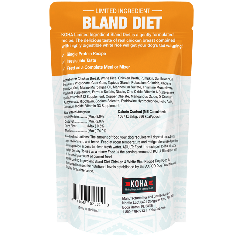 Koha Limited Ingredient Bland Diet Supplemental Dog Food, Chicken & White Rice, 12.5-oz image number null