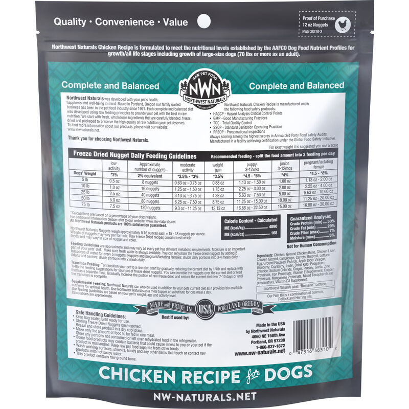 Northwest Naturals Raw Freeze-Dried Dog Food, Nuggets, Chicken image number null
