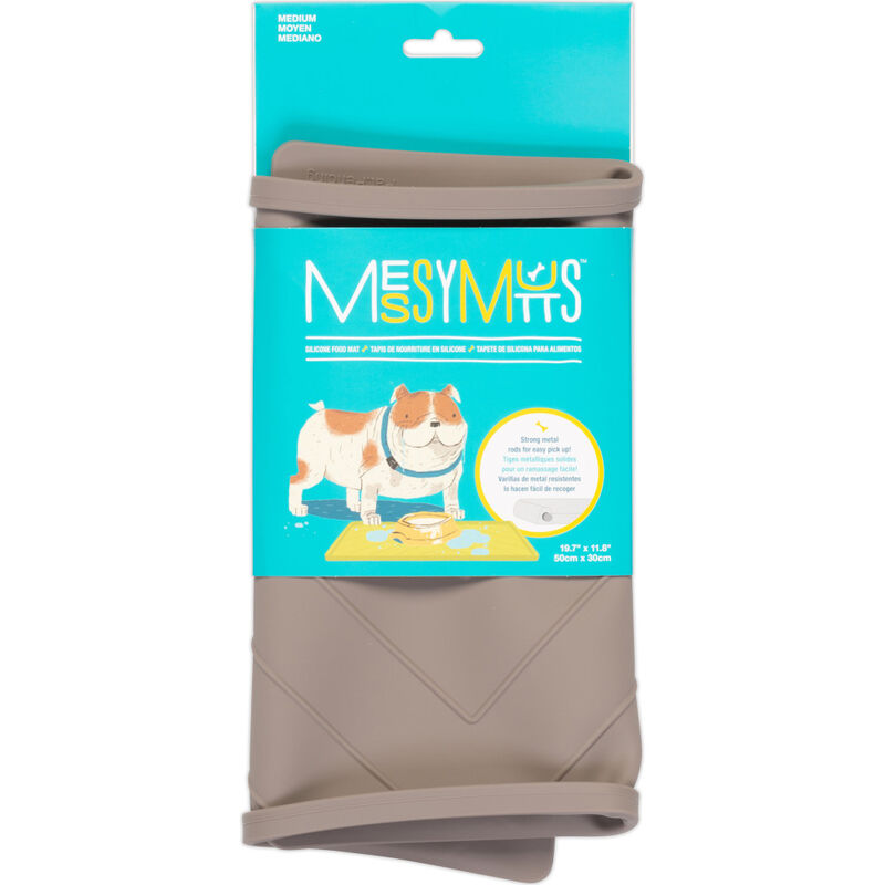 Messy Mutts Silicone Dog Placemat, Grey, 20-in x 12-in image number null