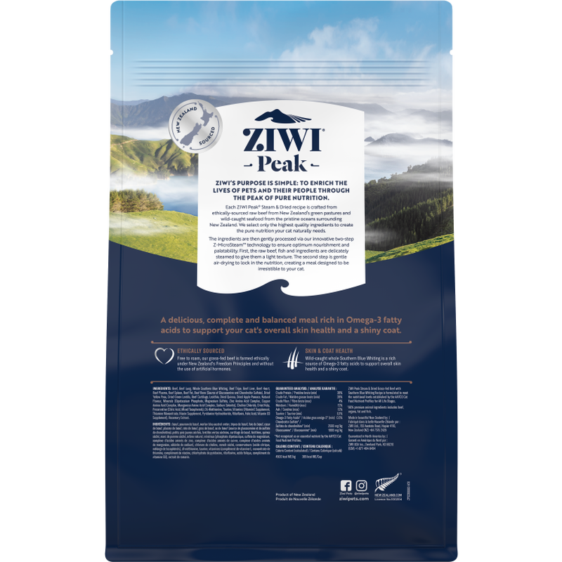 ZIWI Peak Steam & Dried Cat Food, Beef & Blue Whiting image number null
