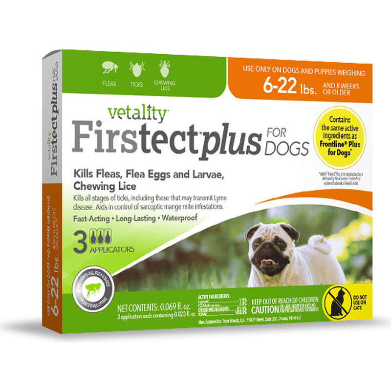 Vetality Firstect Flea & Tick Spot Treatment for Dogs 6-22 lbs, 3-pack image number null