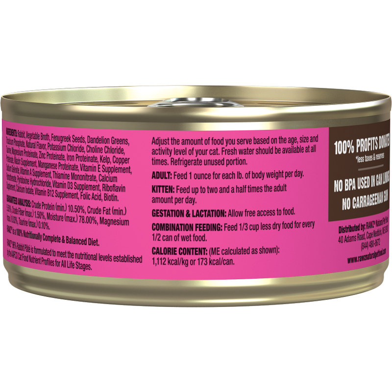 Rawz 96% Pate Canned Cat Food, Rabbit image number null